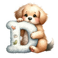 Animal Dog Letter D Fabric Panel