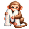 Animal Monkey Letter M Fabric Panel
