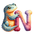 Animal Newt Letter N Fabric Panel