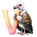 Animal Vulture Letter V Fabric Panel