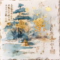 Asian Landscapes on Rice Paper Fabric Panel 16
