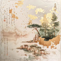 Asian Landscapes on Rice Paper Fabric Panel 2
