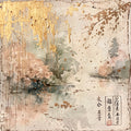 Asian Landscapes on Rice Paper Fabric Panel 20
