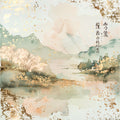 Asian Landscapes on Rice Paper Fabric Panel 8