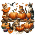 Autumn Cats Fabric Panel 110