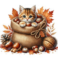 Autumn Cats Fabric Panel 35