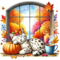 Autumn Cats Fabric Panel 54