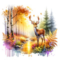 Autumn Forest Deer Fabric Panel 10