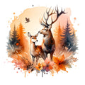 Autumn Forest Deer Fabric Panel 2