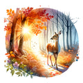 Autumn Forest Deer Fabric Panel 6