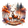 Autumn Forest Deer Fabric Panel 8