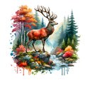 Autumn Forest Deer Fabric Panel 9