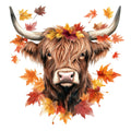 Autumn Highland Cow Fabric Panel 15
