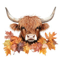 Autumn Highland Cow Fabric Panel 17