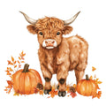 Autumn Highland Cow Fabric Panel 2