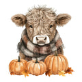 Autumn Highland Cow Fabric Panel 4