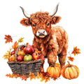 Autumn Highland Cow Fabric Panel 6