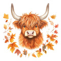 Autumn Highland Cow Fabric Panel 8