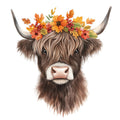 Autumn Highland Cow Fabric Panel 9