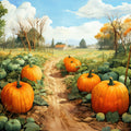 Autumn Pumpkin Patch Fabric Panel 15
