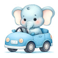 Baby Boy Elephant Fabric Panel 24