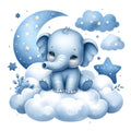 Baby Boy Elephant Fabric Panel 44