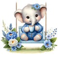 Baby Boy Elephant Fabric Panel 48