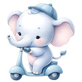 Baby Boy Elephant Fabric Panel 49