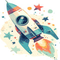 Baby Boy Space Galaxy Fabric Panel 19