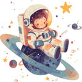 Baby Boy Space Galaxy Fabric Panel 45