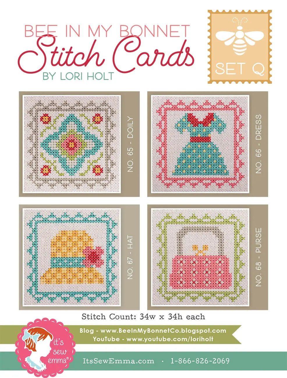 Bee In My Bonnet Stitch Cards Set Q