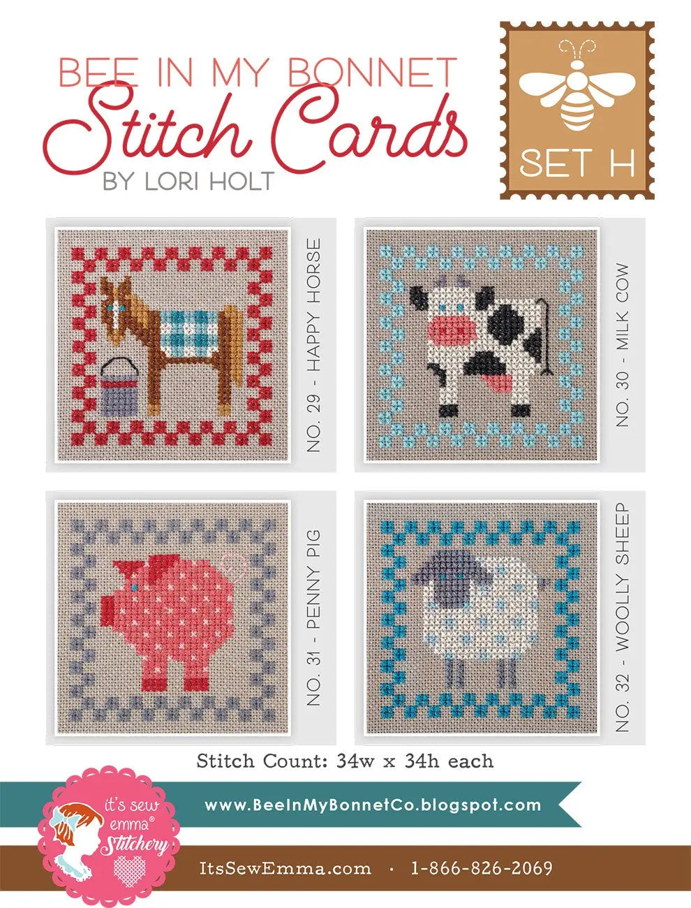 Bee in My Bonnet Stitch Cards Set H