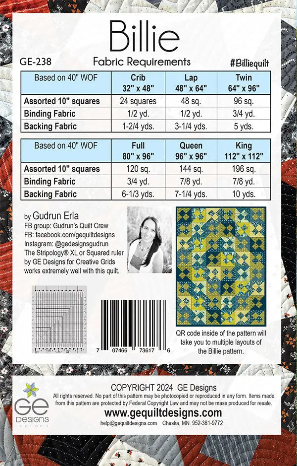 Billie - 10" square Pattern 238