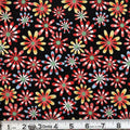 Black Flower Power 45" Wide Cotton Fabric Per Yard