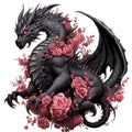 Black Gothic Dragon Fabric Panel 1
