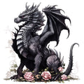 Black Gothic Dragon Fabric Panel 3