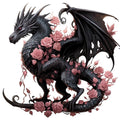 Black Gothic Dragon Fabric Panel 4