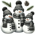 Black Hat Snowmen Fabric Panel 13