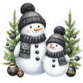 Black Hat Snowmen Fabric Panel 21