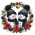 Black Hat Snowmen Fabric Panel 25