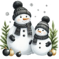 Black Hat Snowmen Fabric Panel 6