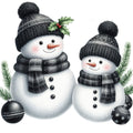 Black Hat Snowmen Fabric Panel 9
