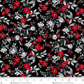 Black Red Floral Vine Scarlet's Treasure 44"/45" Cotton Fabric Per Yard