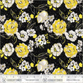 Black Verona Fiori Cotton 44/45 Fabric Per Yard