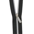 Black #3 Nylon Nickel Coil Zippers: 3 Yards with 9 Pulls