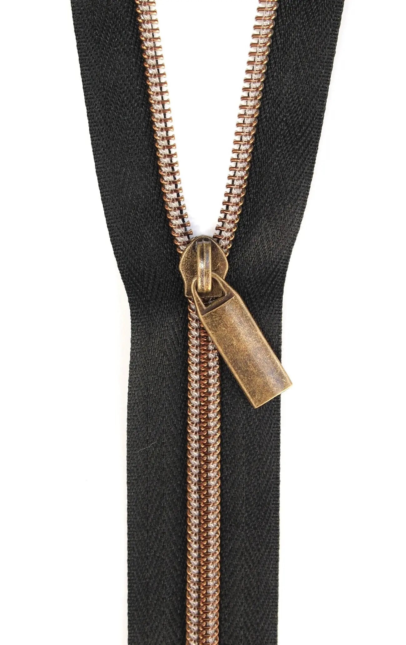 Black #5 Nylon Antique Coil Zippers: 3 Yards with 9 Pulls
