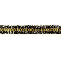 Black and White Frayed Denim Trim with Gold Chain, 1-inch X 5 Yard Roll - Sewing & Upholstery Trim