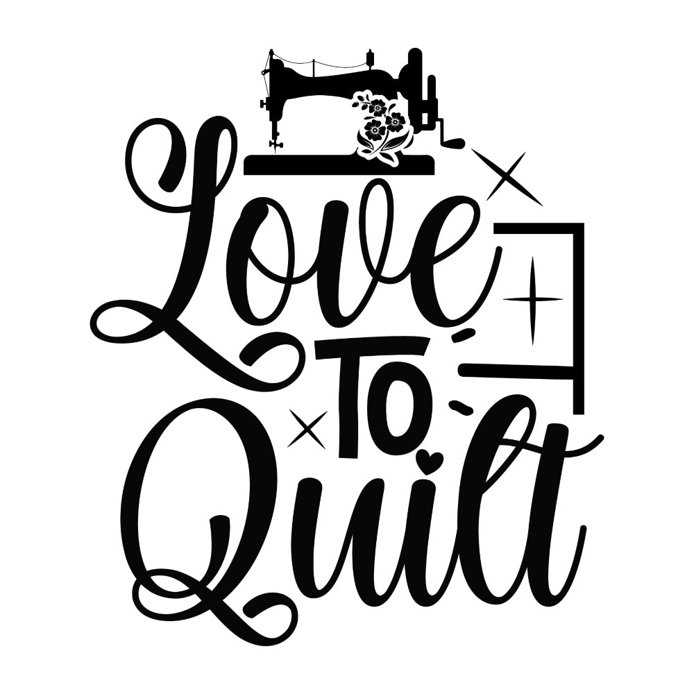 Black and White Love to Quilt Fabric Panel