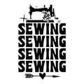 Black and White Sewing Sewing Sewing Fabric Panel