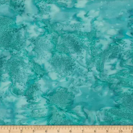 Blue Green Seamist Watercolor Waves Wideback Fabric per yard